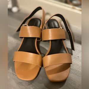 Tommy Hilfiger sandals, light brown and gold heel, size 6.5.